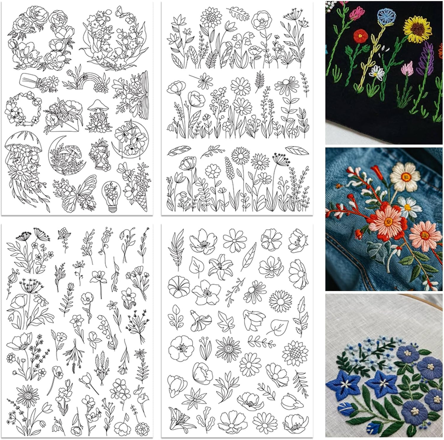 Embroidery Design Patterns Flowers - 오리가치 수용성 자수 패턴 안정제 4장