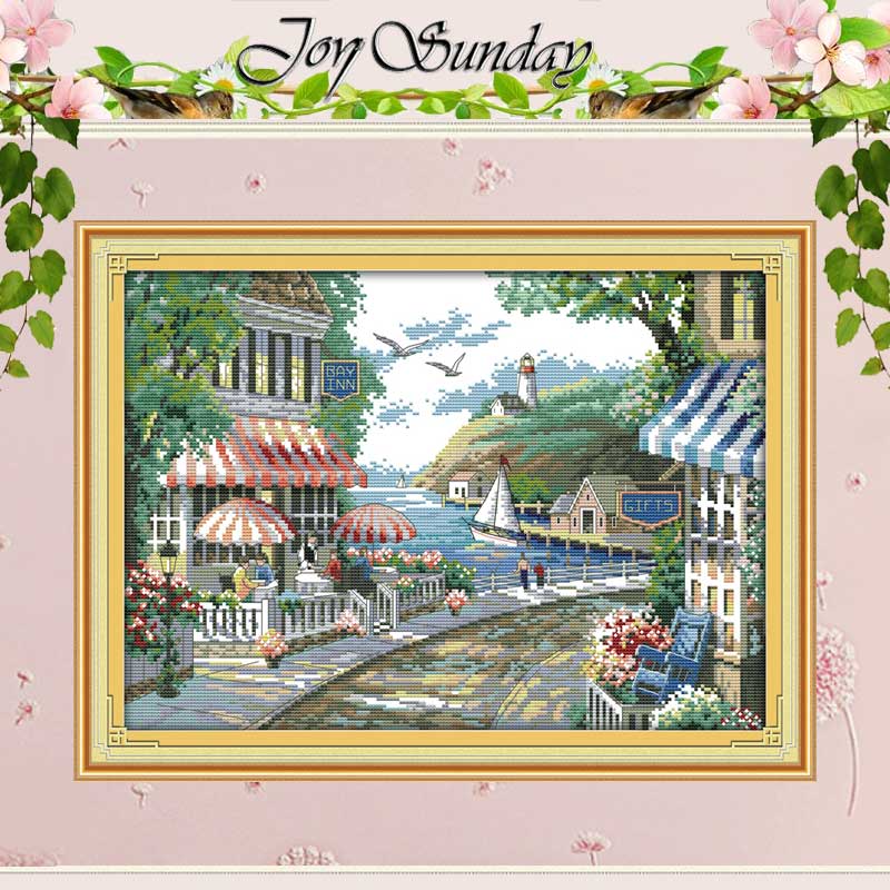 Embroidery Job - 해변 카페 패턴 카운트 크로스 스티치