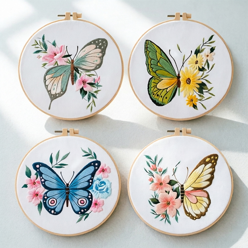 Embroidery Diy - 1개 20X20CM 7.87인치 자수 나비 키트,