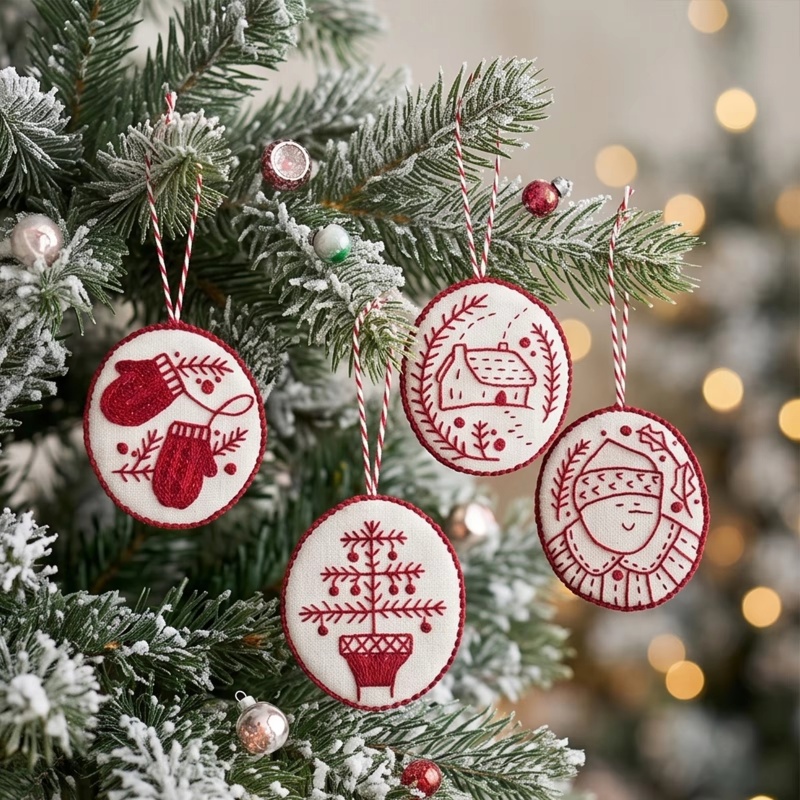 Embroidery Xmas Ornaments - 초보자 및 성인용 크리스마스 자수 키트