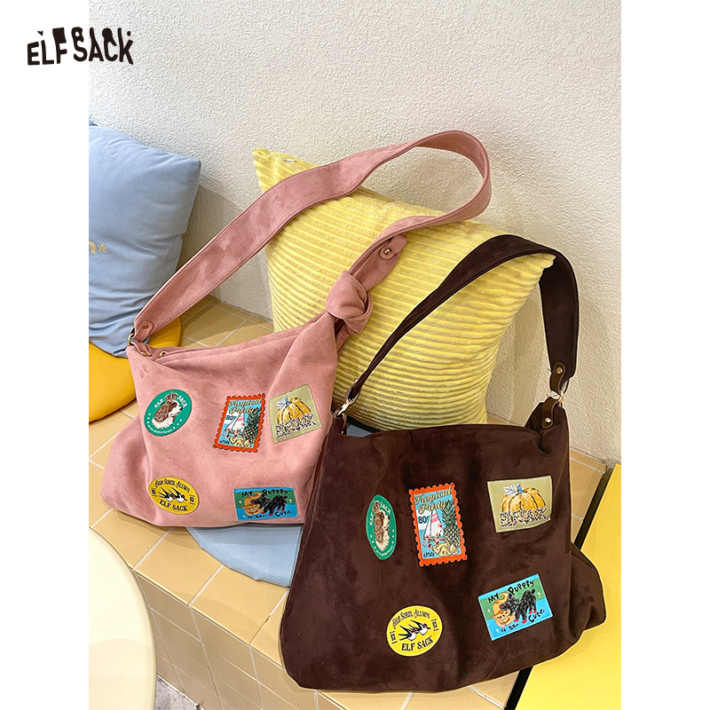 Embroidery Bag - 엘프삭 2025 가을 신상 귀여운 캐주얼