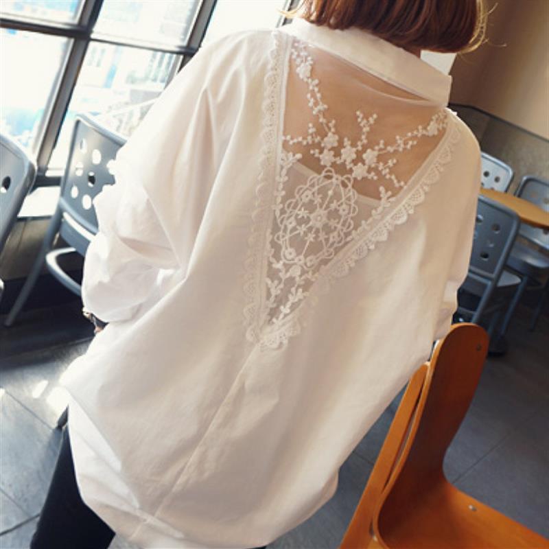 Embroidery Class - V넥 자수 거즈 스플라이싱 할로우 아웃